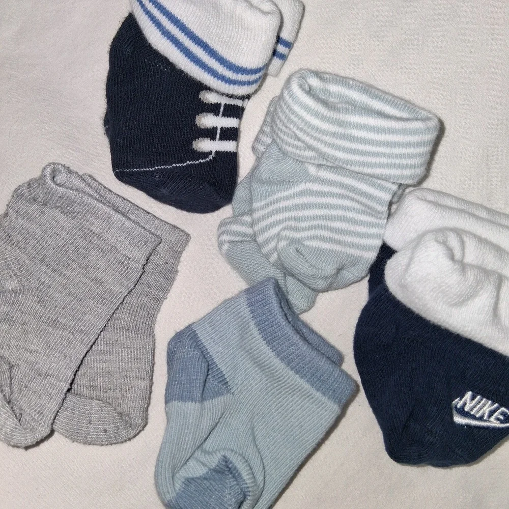 Baby Socks Infant Newborn Variety Bundle Blue Gray White 5‎ Pairs